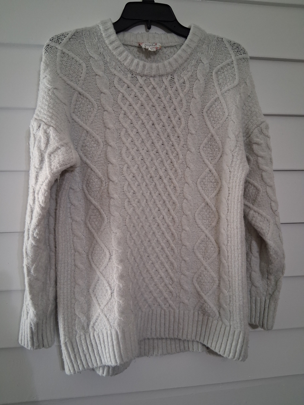 Pink Republic Cream Cable Knit Crewneck Sweater